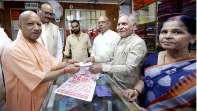 CM Yogi Adityanath at Gandhi Ashram in Lucknow on Gandhi Jayanti.