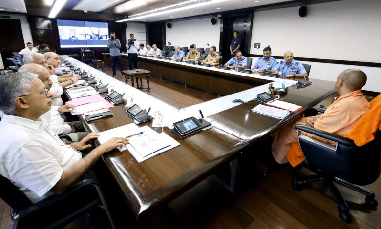 CM Yogi reviews preparations for the proposed air show at Namo Ghat, Varanasi.
